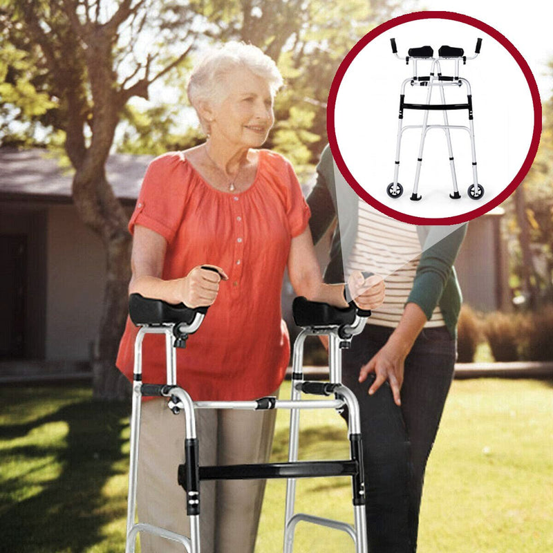 Premium Heavy-Duty Aluminum Folding Walker with Wheels and Arm Support - Avionnti