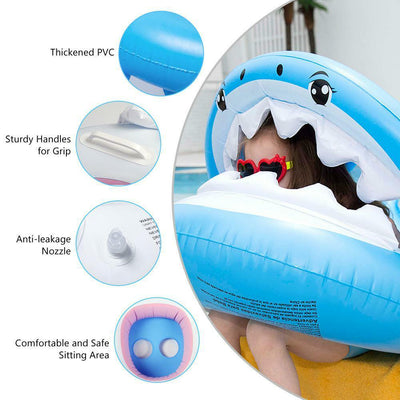 Premium Inflatable Baby Infant Swimming Pool Float Ring With Canopy - Avionnti