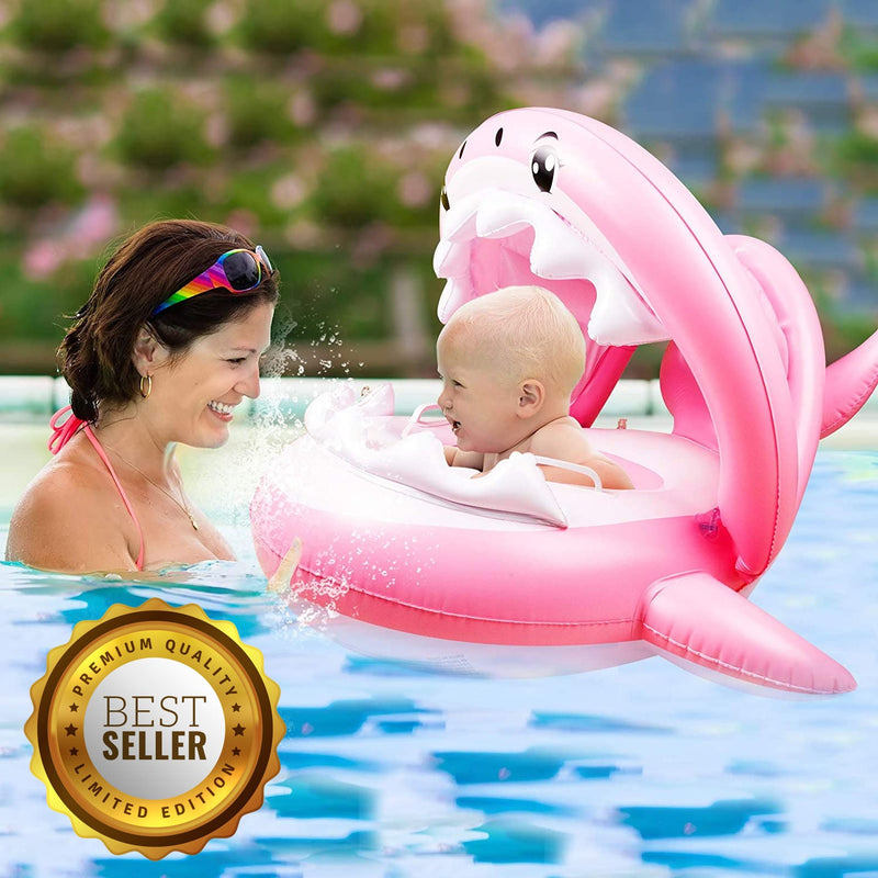 Premium Inflatable Baby Infant Swimming Pool Float Ring With Canopy - Avionnti