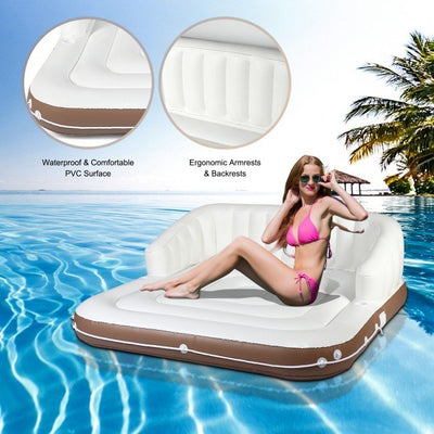 Premium Inflatable Lounge Pool Floating Island With Detachable Canopy - Avionnti