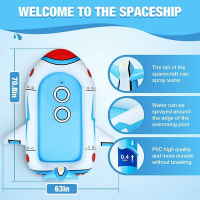 Premium Inflatable Spaceship Swimming Pool With Sprinkler Splash Pad - Avionnti