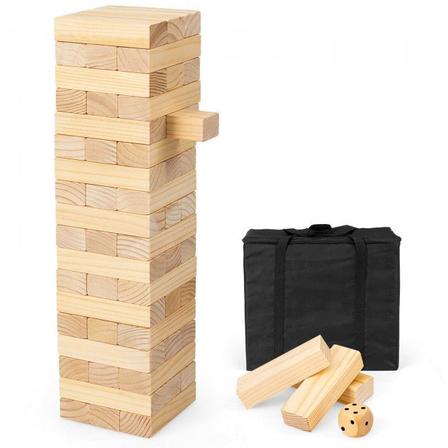 Premium Jenga Game Wooden Blocks Stacking Tumbling Toy W/ Bag - Avionnti