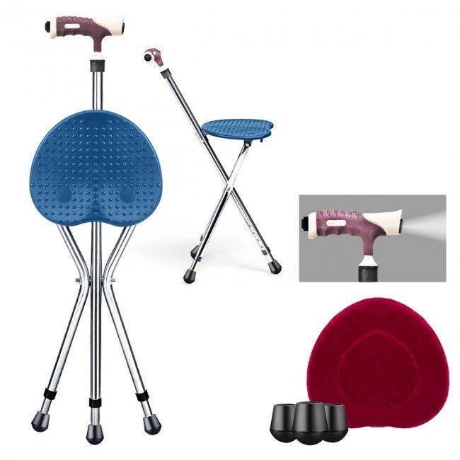 Premium Lightweight Folding Walking Stick Canes Chair With Light - Avionnti