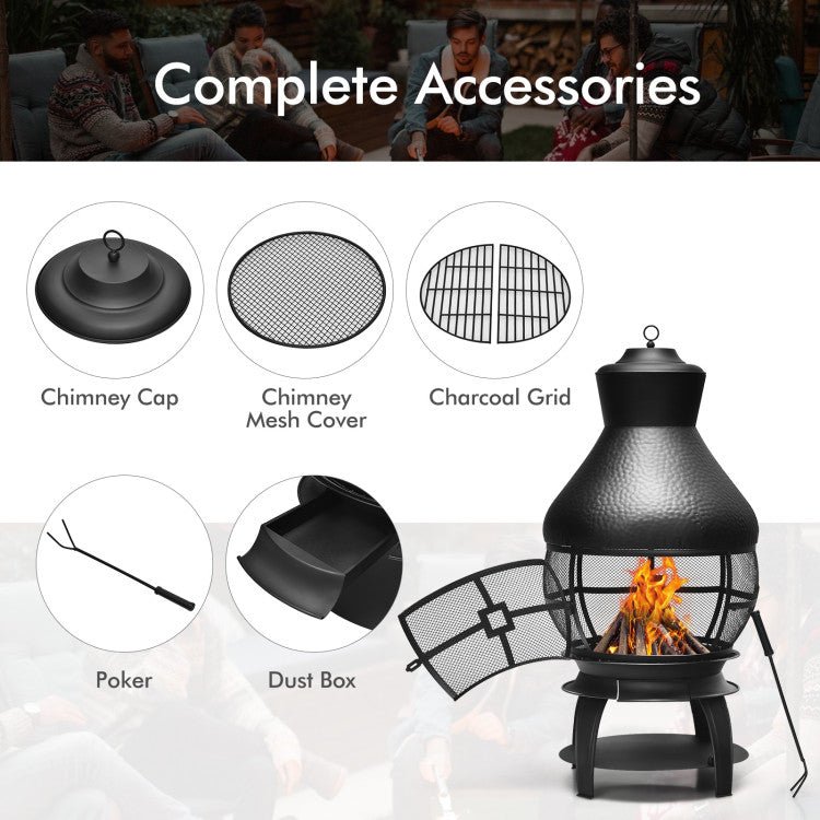 Premium Multifunctional Wood Burning Chiminea Fire Pit For Outdoor - Avionnti