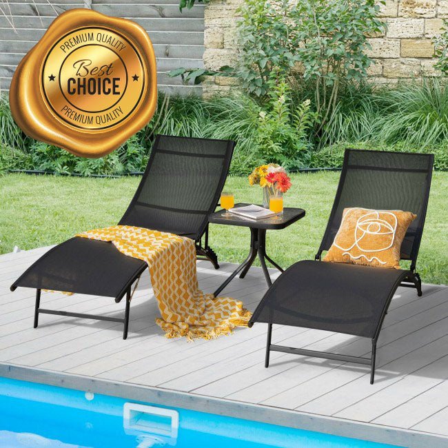 Premium Outdoor Patio Chaise Lounge Chair Set With Adjustable Backrest - Avionnti