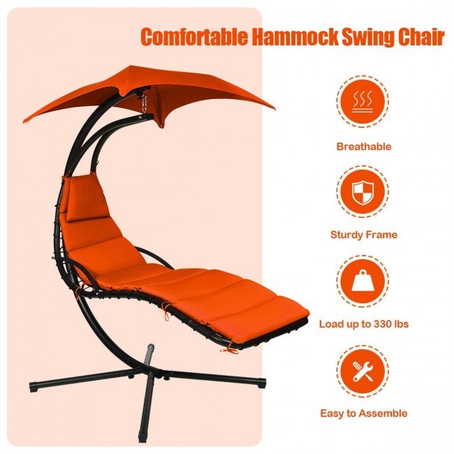 Premium Outdoor Swing Chair Stand Patio Chaise Lounge W/ Canopy - Avionnti