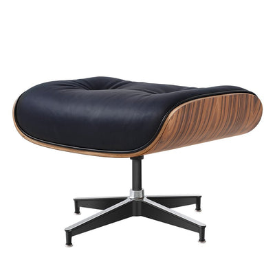 Premium Plywood Aniline Leather Swivel Lounge Chair With Ottoman - Avionnti