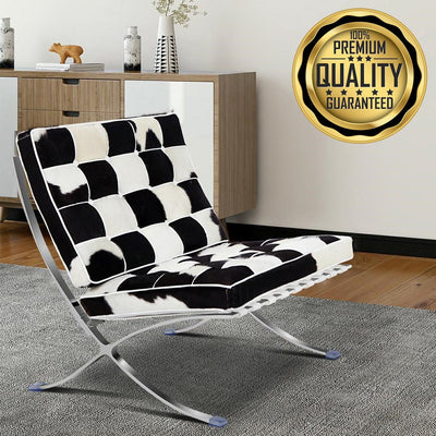 Premium Real Horsehair Barcelona Lounge Chair With Steel Frame - Avionnti