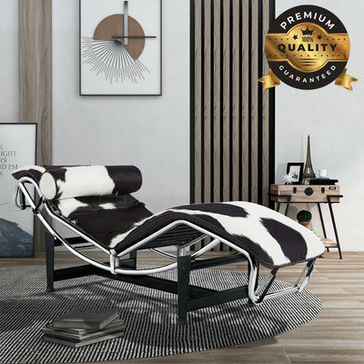 Premium Real Horsehair Ergonomic Chaise Lounge Chair With Steel Base - Avionnti