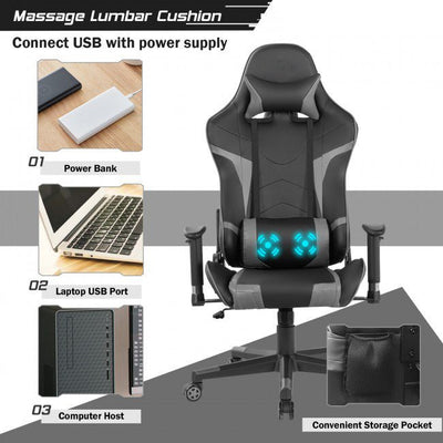 Premium Reclining Swivel Massage Gaming Chair With Lumbar Support - Avionnti