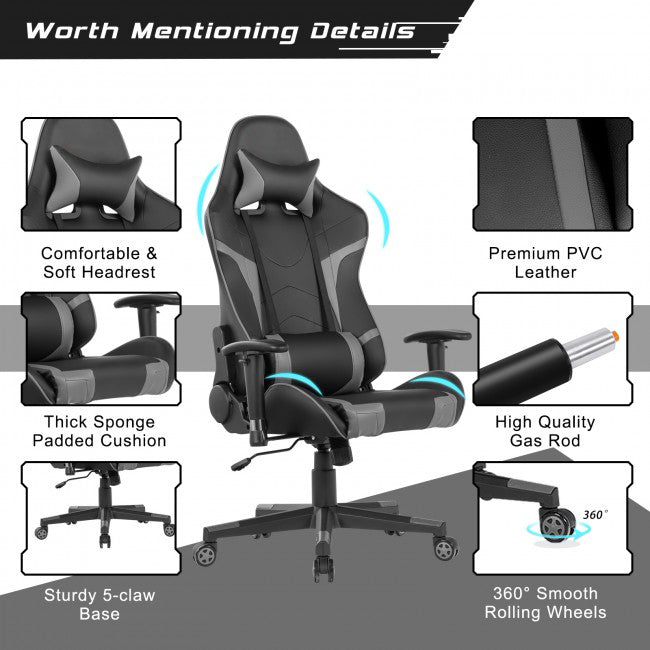 Premium Reclining Swivel Massage Gaming Chair With Lumbar Support - Avionnti