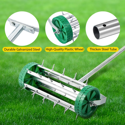 Premium Rolling Lawn Aerator 18 Inch with Spike Roller - Avionnti
