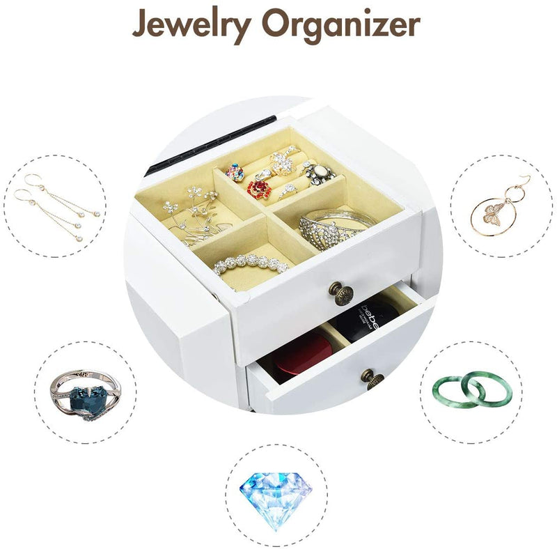 Premium Standing Jewelry Armoire Organizer Mirror Cabinet - Avionnti