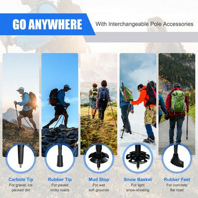 Premium Trekking Hiking Pole Walking Stick With Adjustable Anti-Shock - Avionnti