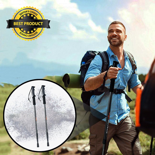 Premium Trekking Hiking Pole Walking Stick With Adjustable Anti-Shock - Avionnti