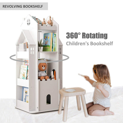 Premium Wooden 360 Rotating Multifunctional Standing Bookcase For Kids - Avionnti