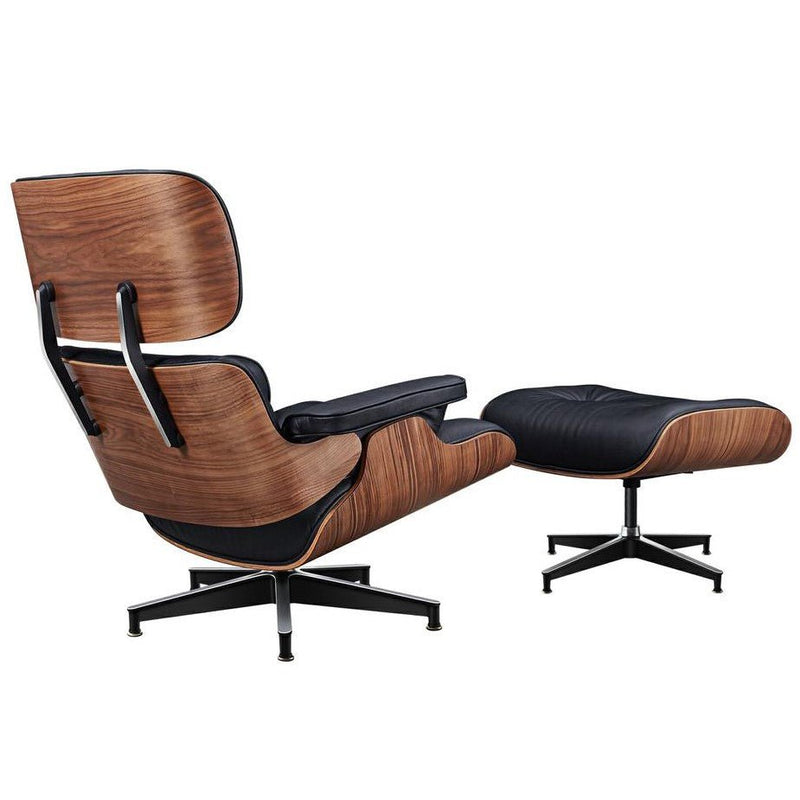 Premium Wooden Extra Large Leather Swivel Lounge Chair With Ottoman - Avionnti