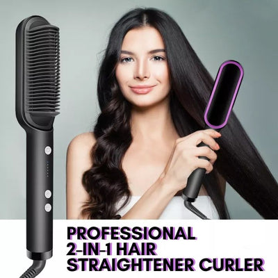 PROFESSIONAL 2-In-1 Hair Straightener Curler Hot Air Comb - Avionnti