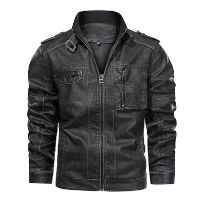 Runner Black Leather Jacket For Men - Avionnti