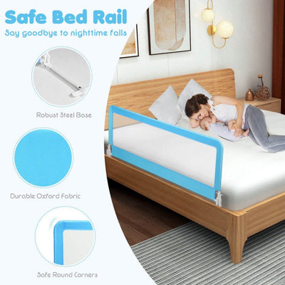 Sturdy 59-Inch Adjustable Folding Baby Bed Rail Guard W/ Safety Strap - Avionnti