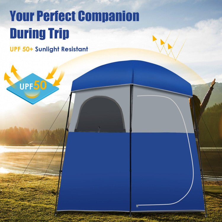 Sturdy Double-Room Camping Privacy Shower Toilet Tent W/ Storage Bag - Avionnti