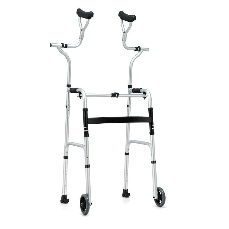 Sturdy Foldable Rehabilitation Rollator Walker With Auxiliary Support - Avionnti