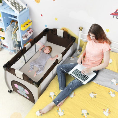 Stylist Multifunctional Baby Bedside Nest Bed Sleeper Crib W/ Wheels - Avionnti