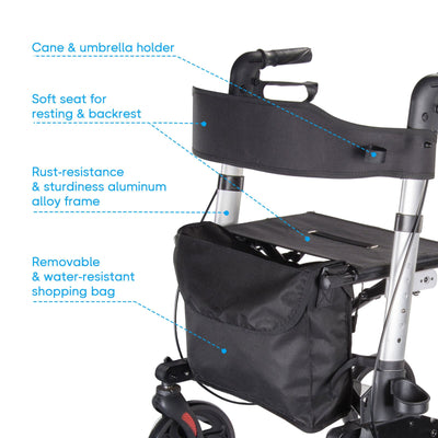 Titan Deluxe Rollator Walker With Seat Combo Mobility Aid - Avionnti