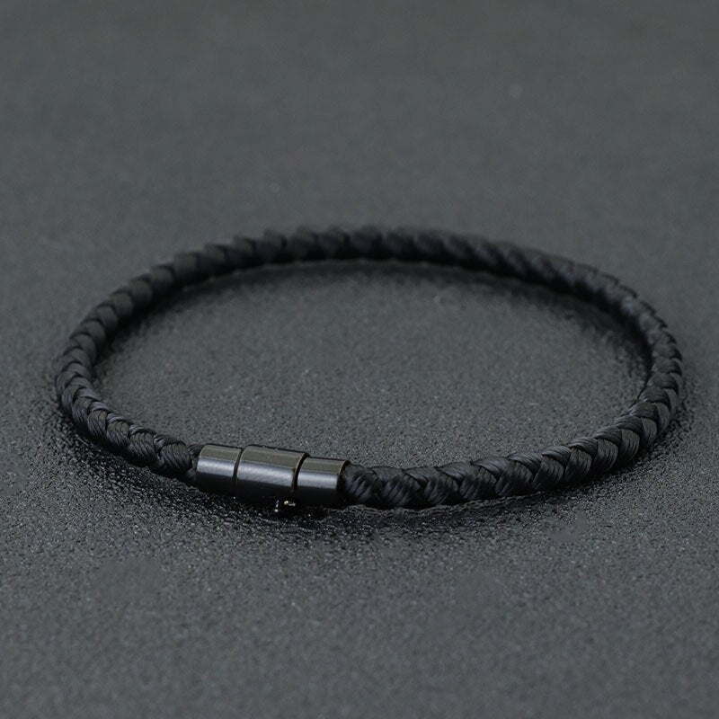Unisex Black Keel Rope Lucky Bracelet With Micro Magnetic - Avionnti